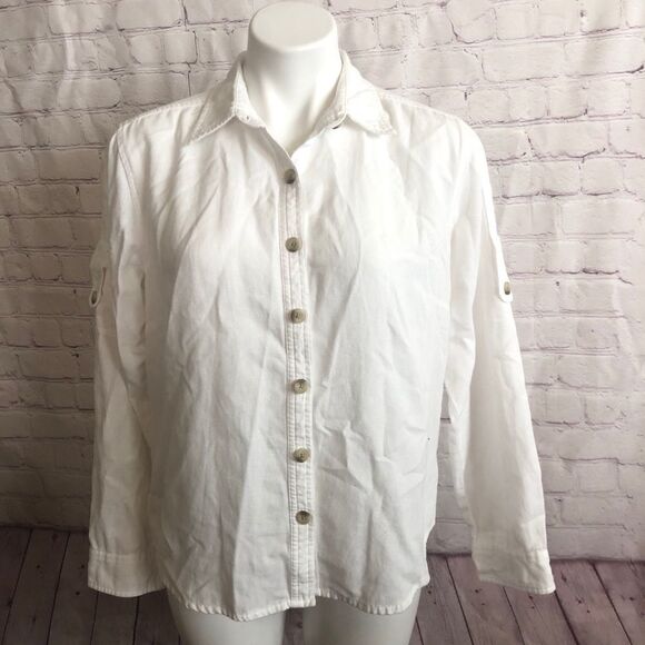 Columbia White Front Button-Up Shirt Size L - Picture 1 of 8